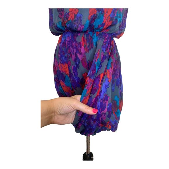 Tibi silk blue abstract print draped sleeveless dress size 2 - Picture 9 of 11